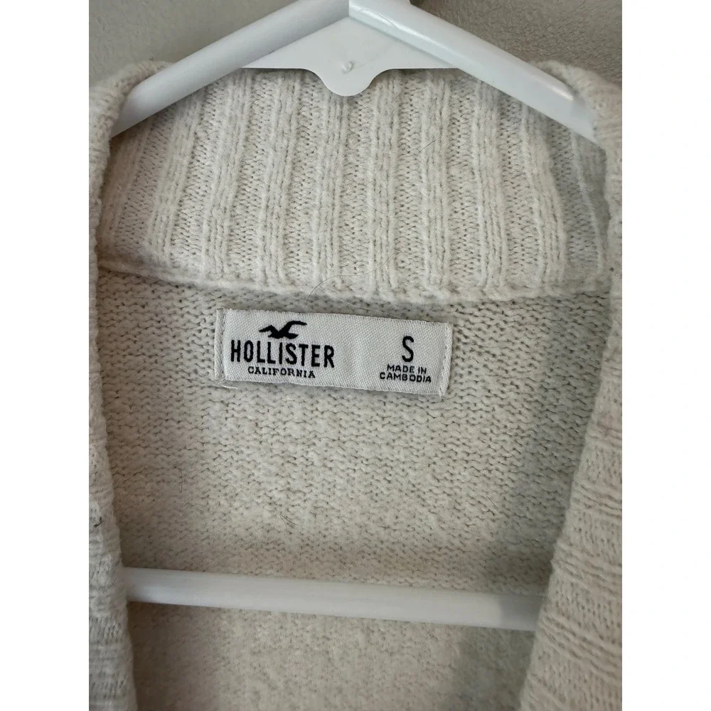 Hollister Women Cream Fair Isle Snowflake Cropped Mock Neck Sweater Small 2014